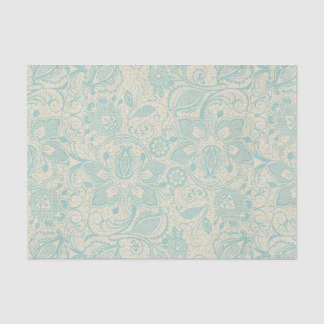Papier de soie de soie floral de dentelle d'Aqua (Recto)