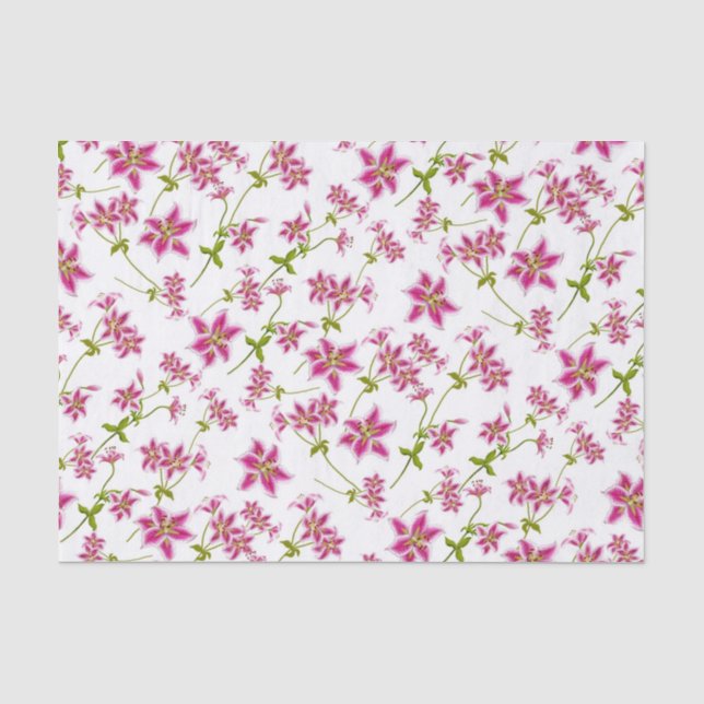 Papier de soie de soie floral de lis rose (Recto)
