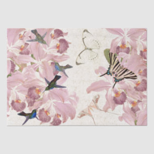 Papier de soie de soie floral de papillons