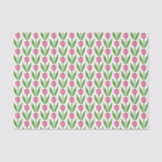 Papier de soie de soie floral de tulipes roses
