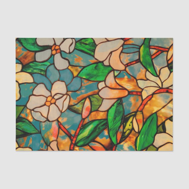 Papier de soie de soie floral en verre souillé de (Recto)