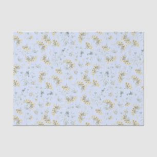 Papier de soie de soie floral vintage bleu en
