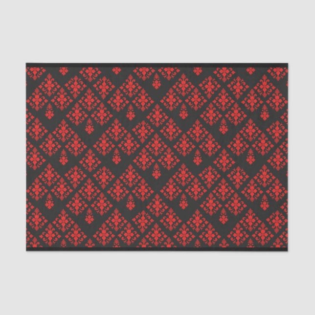 Papier de soie de soie modelé floral rouge (Recto)