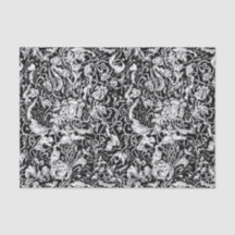 Papier de soie de soie noir et blanc de jardin