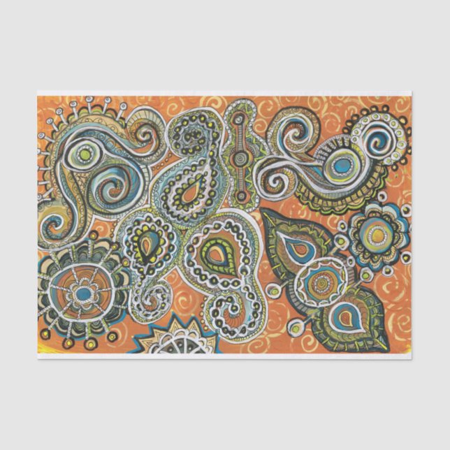 papier de soie de soie orange de Paisley (Recto)