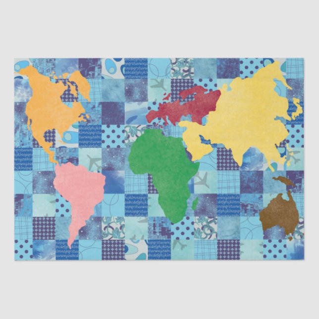 Papier de soie de soie piqué du monde (Recto)