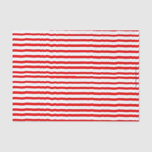 Papier de soie de soie rayé rouge et blanc (Recto)