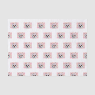 Papier de soie de soie rose de bouledogue français