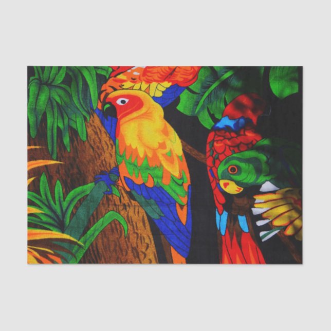 Papier de soie de soie rouge et vert de perroquet (Recto)