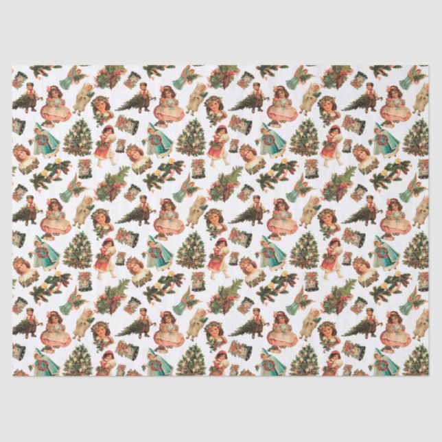 Papier de soie de soie victorien de Noël (Recto)