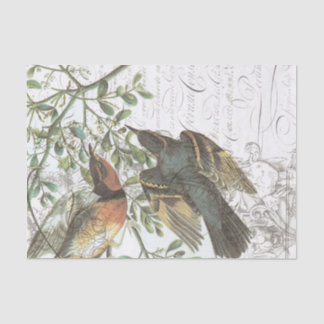 Papier de soie de soie vintage de collage d'oiseau