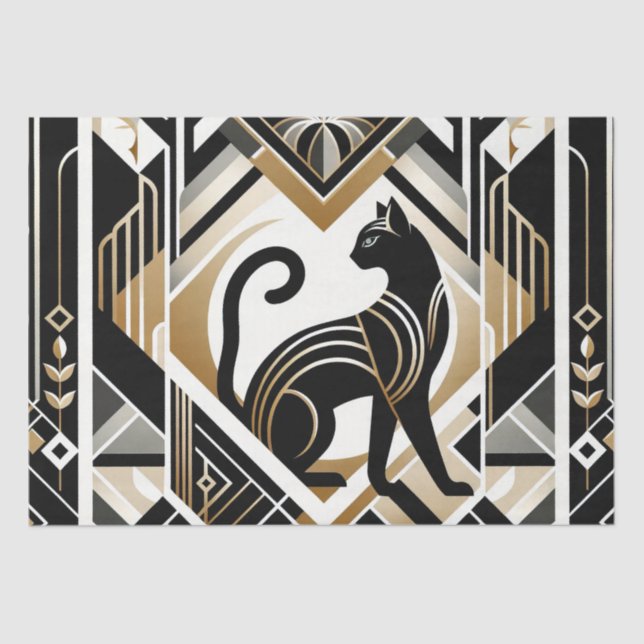 Papier de soie décoratif chat abstrait moderne (Recto)