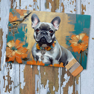 Papier de soie découpage Bouledogue français Frenc