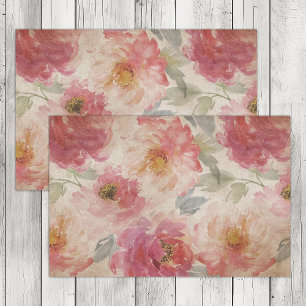 PAPIER DE SOIE DECOUPAGE FLORAL JARDIN DE ROSIERS