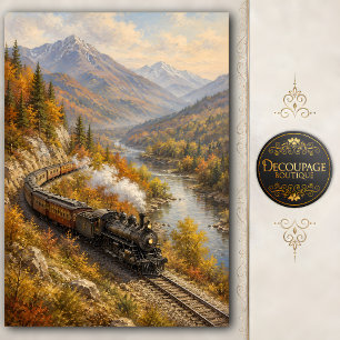 Papier de soie découpage Train à vapeur de montagn