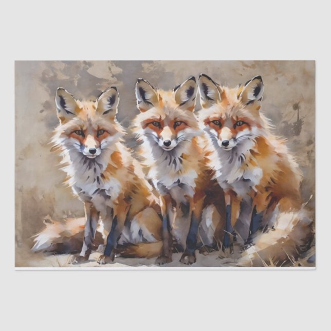 Papier de soie découpage Trois Renards (Recto)