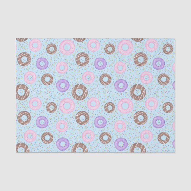 Papier de soie Donuts Délicieux sur fond Bleu (Recto)