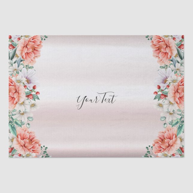 Papier de soie fleur de pivoine aquarelle (Recto)