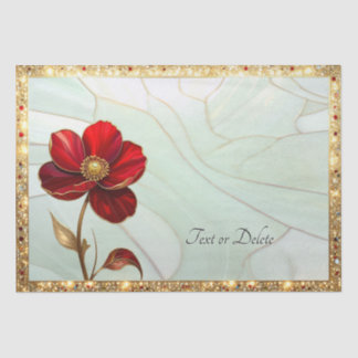 Papier de soie fleur rouge vitrail