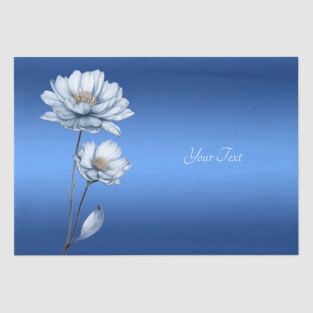 Papier de soie Fleurs à l'aquarelle bleue (Recto)