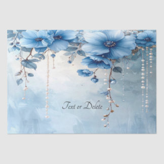 Papier de soie Fleurs bleues et Perles