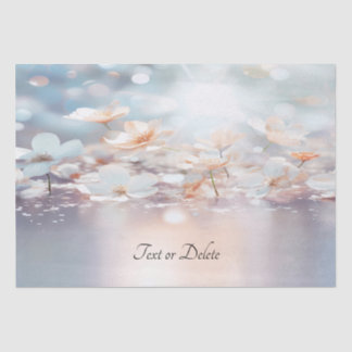 Papier de soie floral pêche blanche