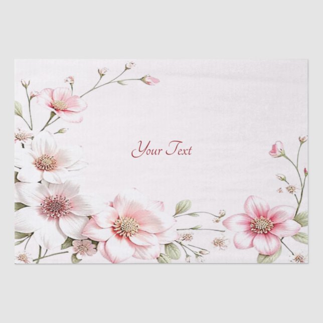 Papier de soie floral rose et blanc élégant (Recto)