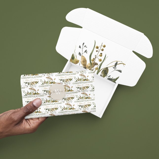 Papier de soie floral séché pour félicitations  (Congratulate a special couple with this beautiful dried floral tissue paper! Matching collection! )