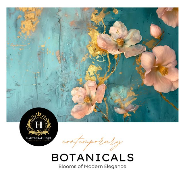 Papier de soie floral teinté sarcelle et or (Créateur téléchargé)