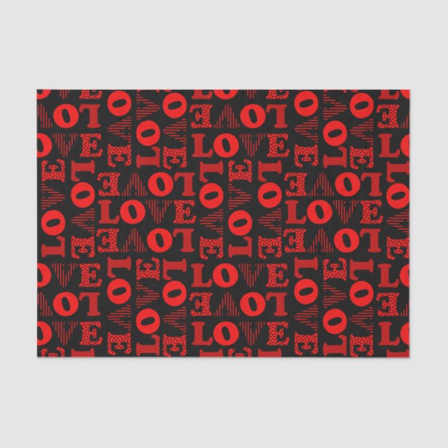 Papier de soie LOVE rouge et noir (Recto)
