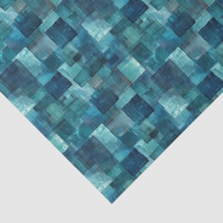 Papier de soie mosaïque aquarelle bleue et sarcell
