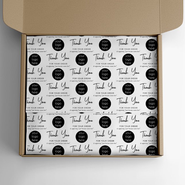 Papier de soie noir et blanc avec logo de remercie (Créateur téléchargé)