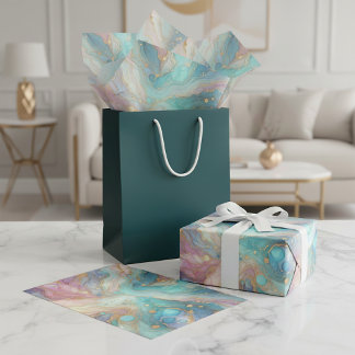 Papier de soie pour emballage cadeau marbré or col
