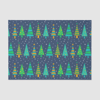 Papier de soie sapins enneigés