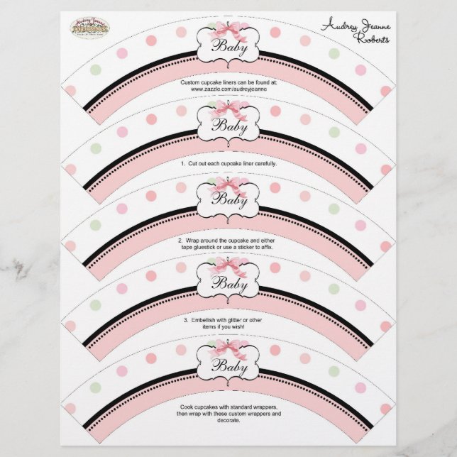 Papier Décor baby shower Cupcake - French Bow Dot Swirl (Devant)