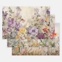 PAPIER DÉCORATIF DÉCOUPABLE fleur sauvage SET