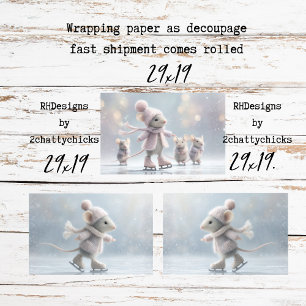 Papier Décoratif pour Emballage Souris Patineurs