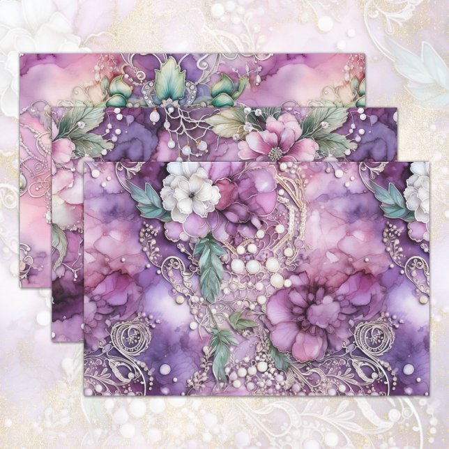 PAPIER DÉCORATIF ROSE ET PURPLE ORNATE ENCHANTANT (PINK AND PURPLE ORNATE ENCHANTING DECORATIVE PAPER)
