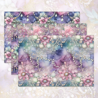 PAPIER DÉCORATIF ROSE ET PURPLE ORNATE ENCHANTANT