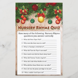 Papier Décorations de noël Nursery Rhyme Quiz jeu