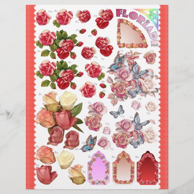 Papier Découpage 3D - Floriade - Fleurs et papillons (Devant)