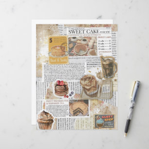Papier découpage éphémère vintage pour gâteaux et