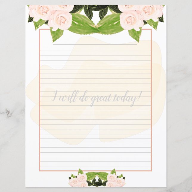 Papier d'écriture Floral Rose (Devant)