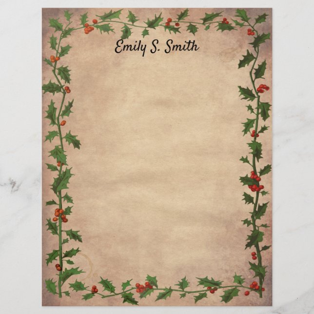 Papier d'écriture personnalisé de Noël Vintage (Devant)
