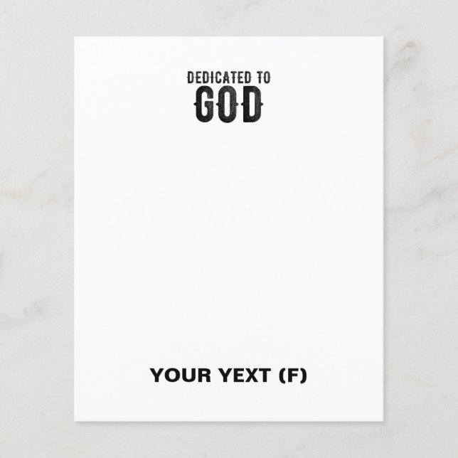 PAPIER DÉDIÉ À DIEU PERSONNALISABLE COOL TEXTE NOIR (Devant)