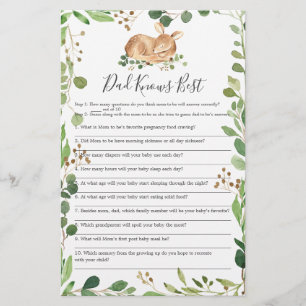 Papier Deer Baby shower Papa connaît le meilleur jeu