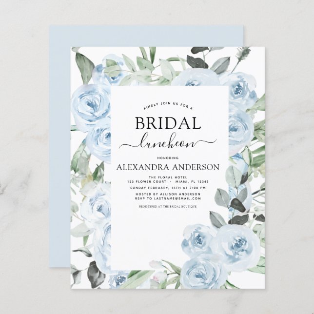 Papier Déjeuner budget Dusty Blue Fête des mariées (Devant / Derrière)