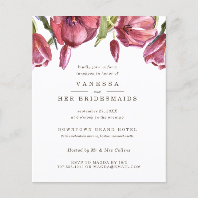 Papier Déjeuner du Mariage BRIDESMAIDS BUDGET Red Poppies (Devant)