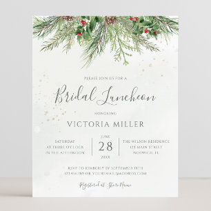 Papier Déjeuner nuptial rustique hiver verdoyant