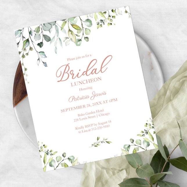 Papier Déjeuner nuptial vert Invitation budgétaire (Créateur téléchargé)